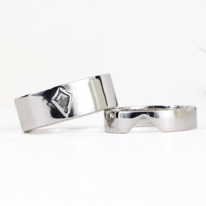 10K White Gold Band Stackable Ring Set