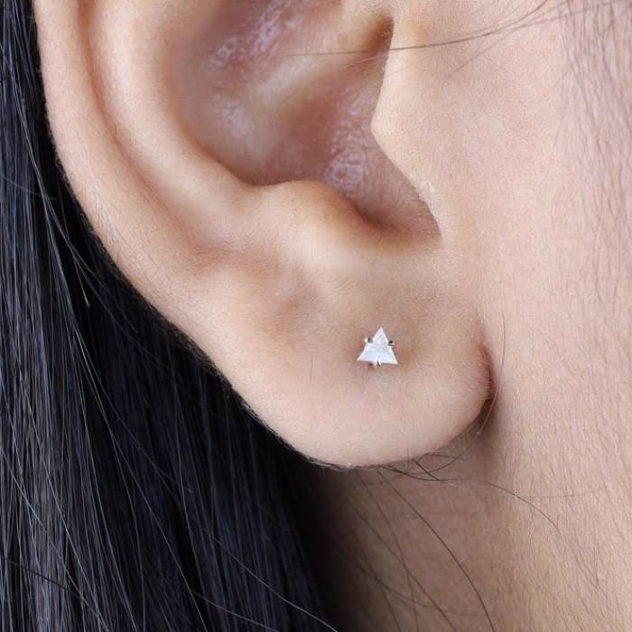Triangle Earring Studs Pair Salt And Pepper Diamond Studs