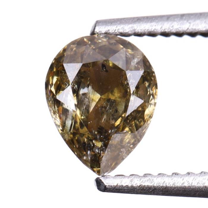 0.34 CT Natural Yellow Coloured Loose Earth Mine Pear Cut Diamond