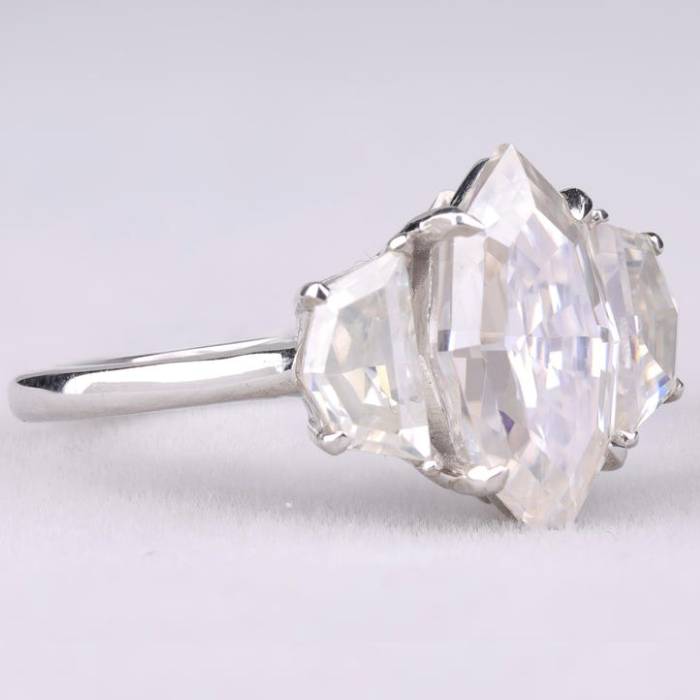 Trilogy Marquise Cut Three Stone Ring With Half Moon Side Stone