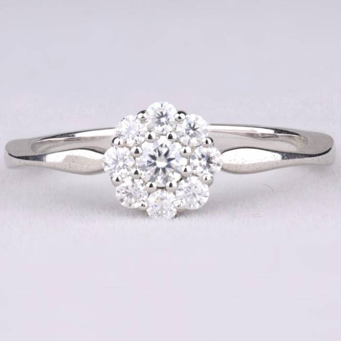 Flower Cluster Diamond Ring For Engagement & Wedding