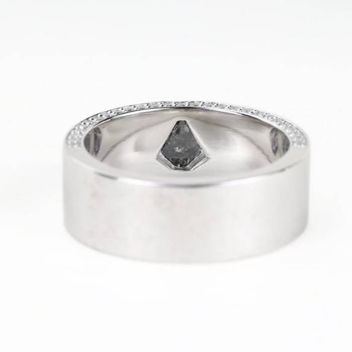 10K Gold Band Salt and Papper Kite Unique Wedding Band for Men or Women