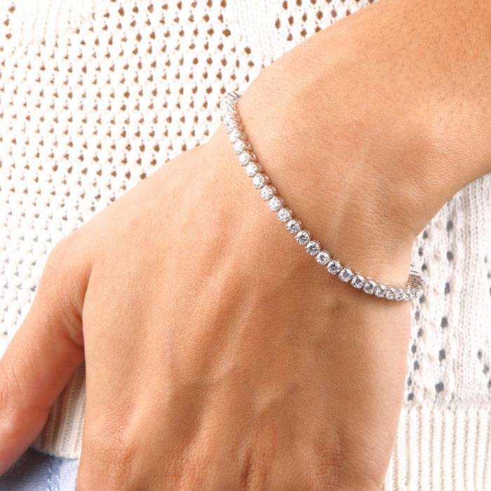 14K White Gold Lab Grown Diamond Tennis Bracelet