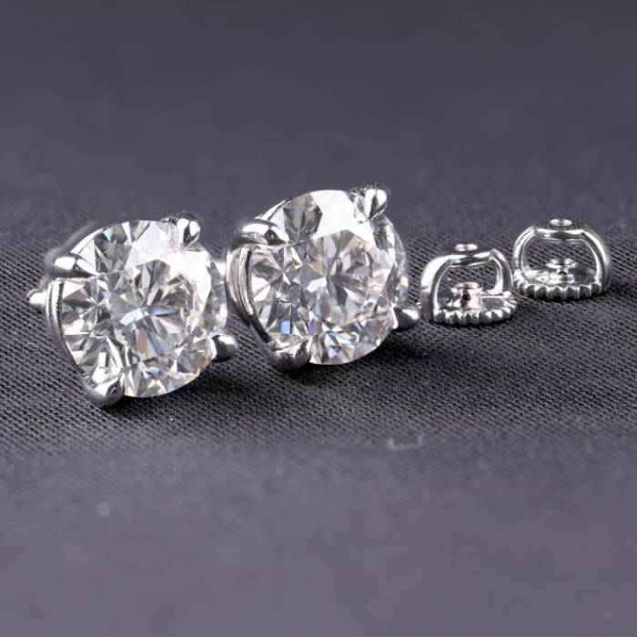 Round Diamond Earrings 6 CT Lab Grown Diamond Stud Earrings