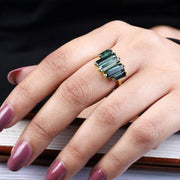 Green Tourmaline Five Stone Baguette Ring