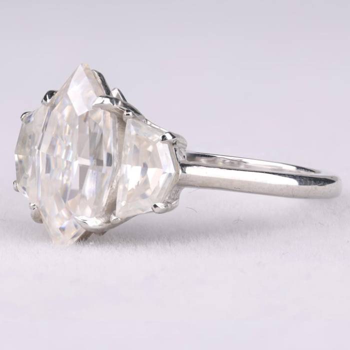 Trilogy Marquise Cut Three Stone Ring With Half Moon Side Stone