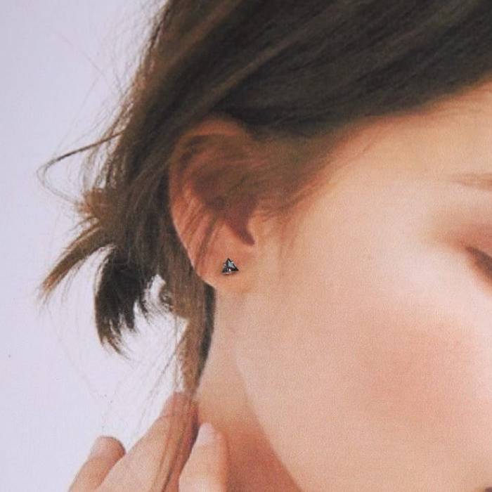 Triangle Earring Studs Pair Salt And Pepper Diamond Studs