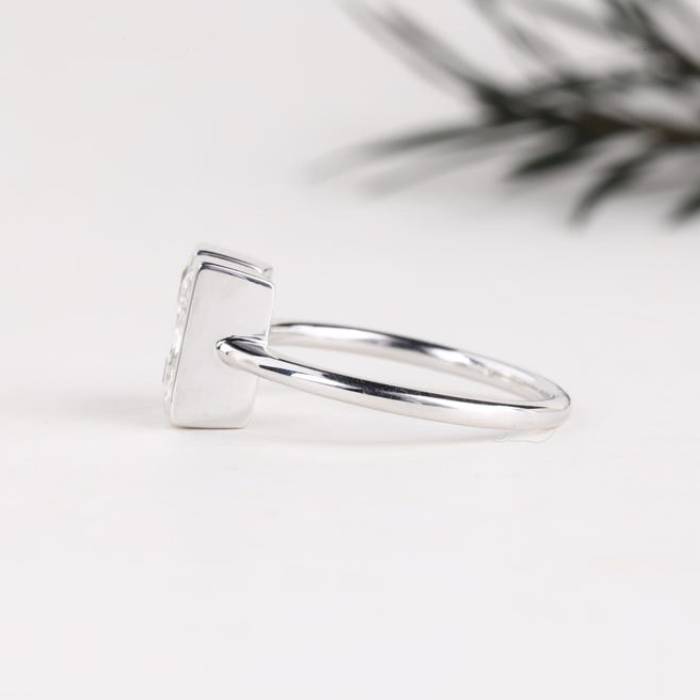 H Initial Diamond Ring Letter Solid Gold