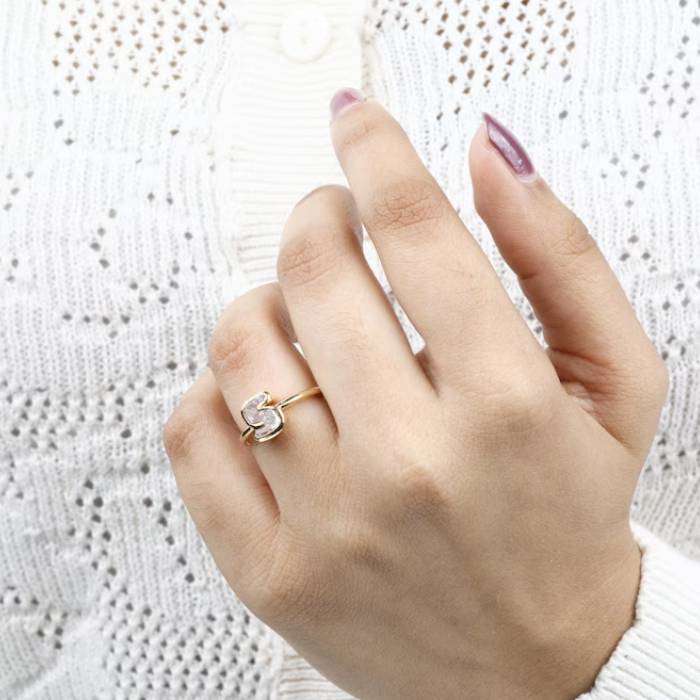 S Initial Diamond Ring Letter Solid Gold
