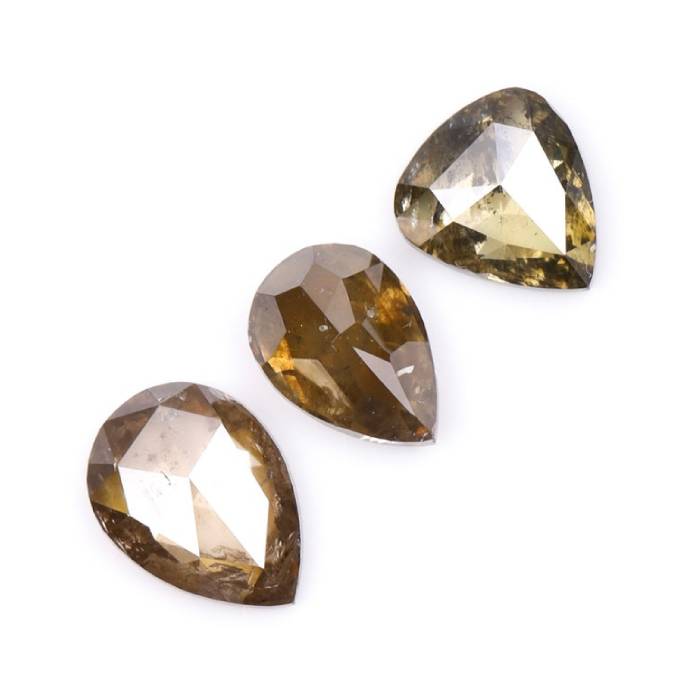 1.12 CT Natural Brown Loose Earth Mined Pear Cut Diamonds