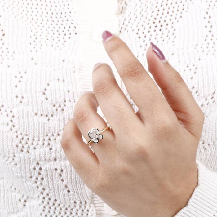 R Initial Diamond Ring Letter Solid Gold