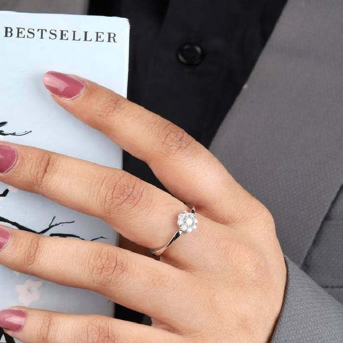 Flower Cluster Diamond Ring For Engagement & Wedding