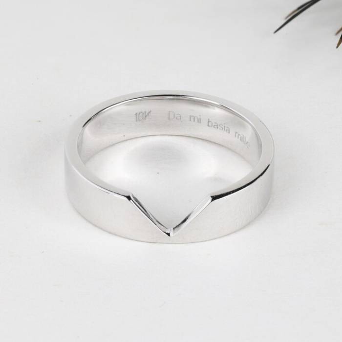 Kite Flat 10K White Gold Men’s Wedding Band, Solid Gold Broad Engagement Band