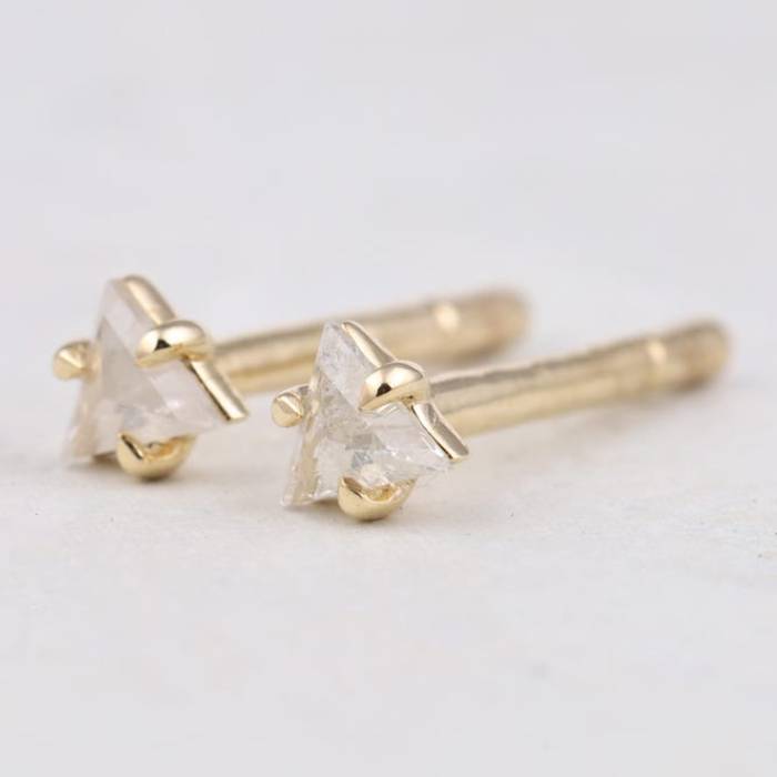 Triangle Earring Studs Pair Salt And Pepper Diamond Studs