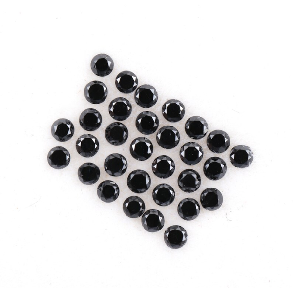 0.34 CT, 1.3 MM Enhanced Black Color Round Brilliant Cut Natural Loose Diamond
