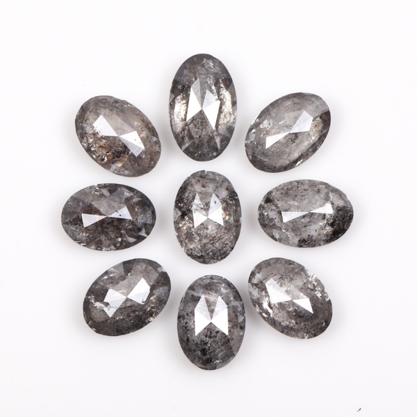 1.11 CT, 4.0 x 2.5 mm Salt and Pepper Oval Cut Diamonds