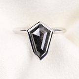 Shield Cut Bezel Set Black Diamond Engagement Ring