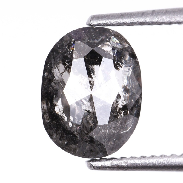 Oval Cut Salt and Pepper Loose Natural Diamond