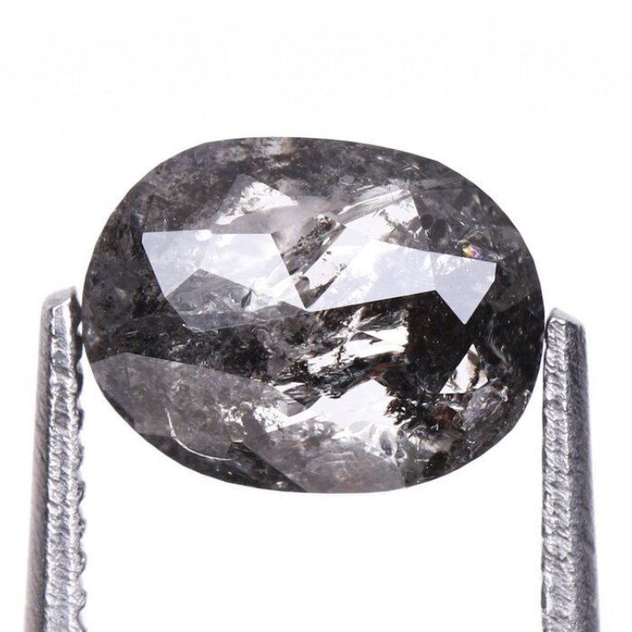 Oval Cut Salt and Pepper Loose Natural Diamond