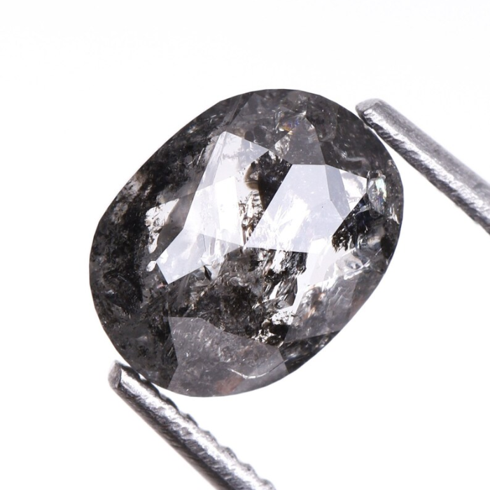 Oval Cut Salt and Pepper Loose Natural Diamond