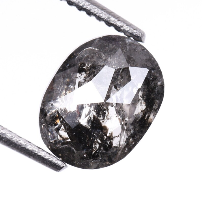 Oval Cut Salt and Pepper Loose Natural Diamond