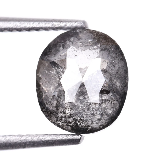 Oval Cut Salt and Pepper Natural Diamond