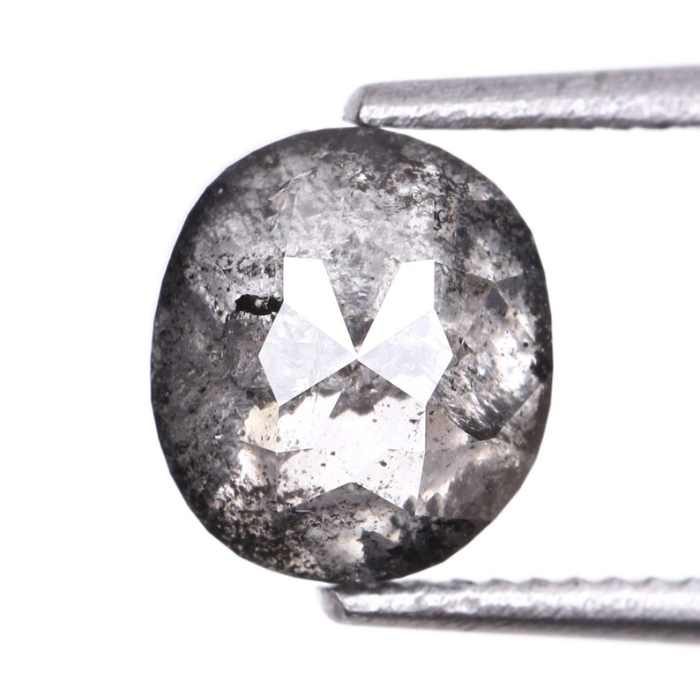 Oval Cut Salt and Pepper Natural Diamond