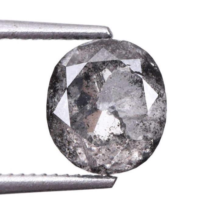 Oval Cut Salt and Pepper Natural Diamond