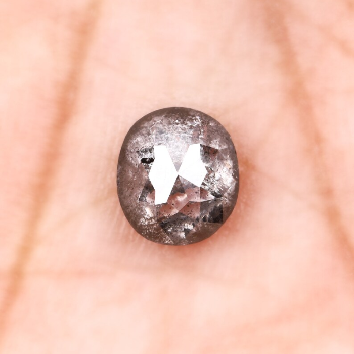 Oval Cut Salt and Pepper Natural Diamond