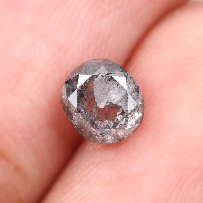 Oval Cut Salt and Pepper Natural Diamond