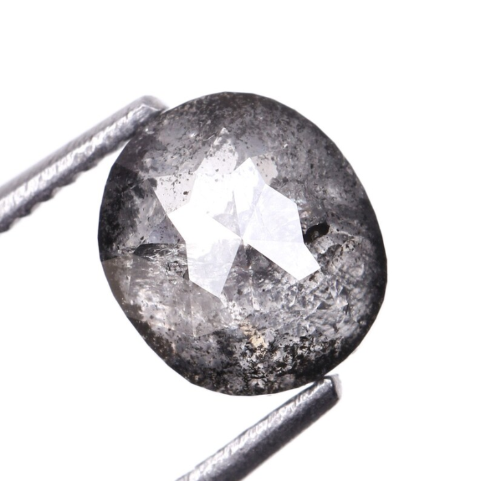 Oval Cut Salt and Pepper Natural Diamond
