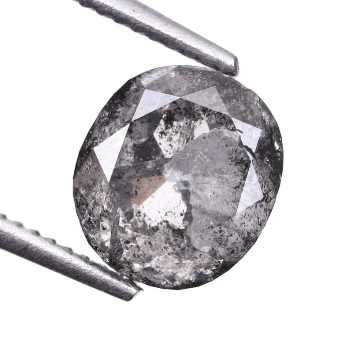Oval Cut Salt and Pepper Natural Diamond