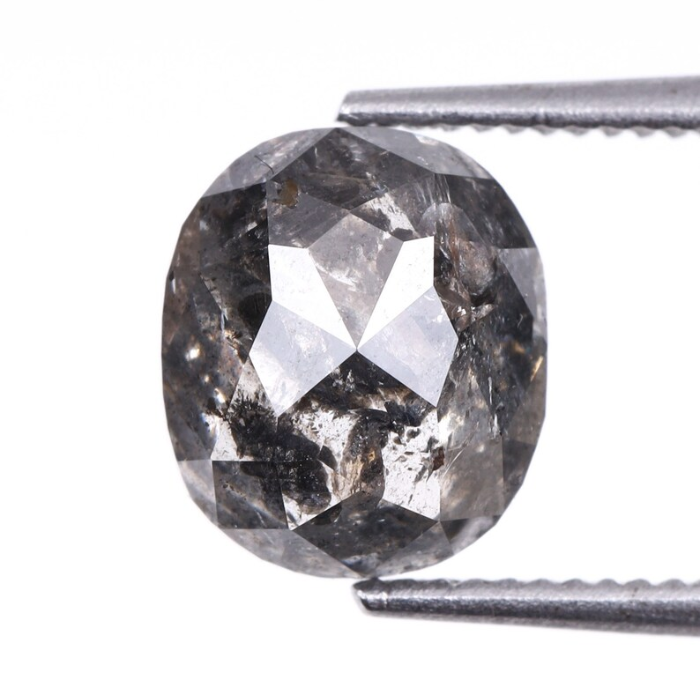Oval Cut Salt and Pepper Natural Full Cut Diamond