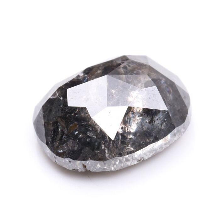 Oval Cut Salt and Pepper Natural Full Cut Diamond