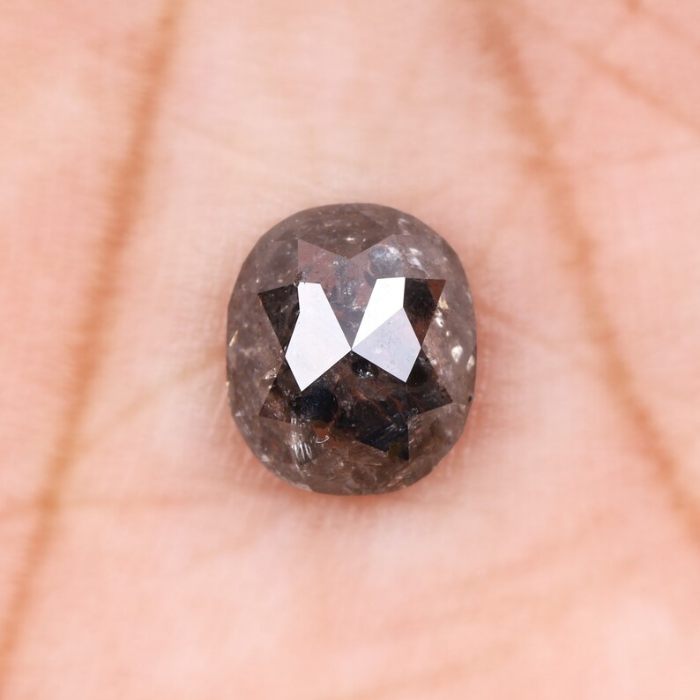 Oval Cut Salt and Pepper Natural Full Cut Diamond
