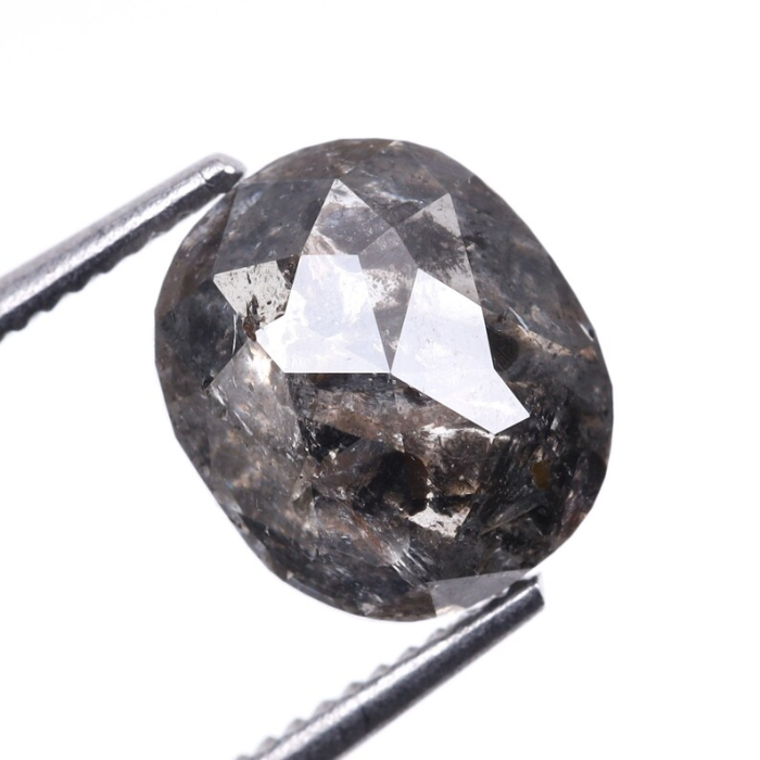 Oval Cut Salt and Pepper Natural Full Cut Diamond