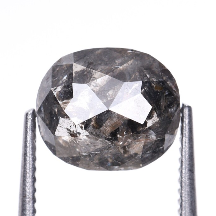 Oval Cut Salt and Pepper Natural Full Cut Diamond
