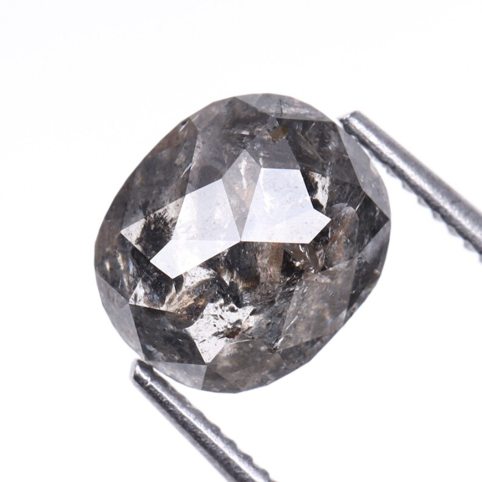 Oval Cut Salt and Pepper Natural Full Cut Diamond