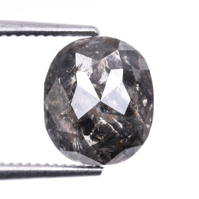 Oval Cut Salt and Pepper Natural Full Cut Diamond