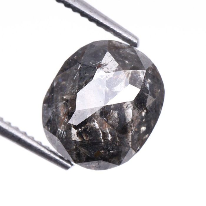 Oval Cut Salt and Pepper Natural Full Cut Diamond