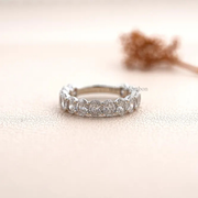 Oval Lab Grown Diamond Half Eternity Wedding Band