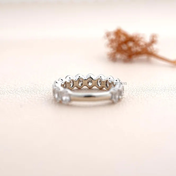 Oval Lab Grown Diamond Half Eternity Wedding Band