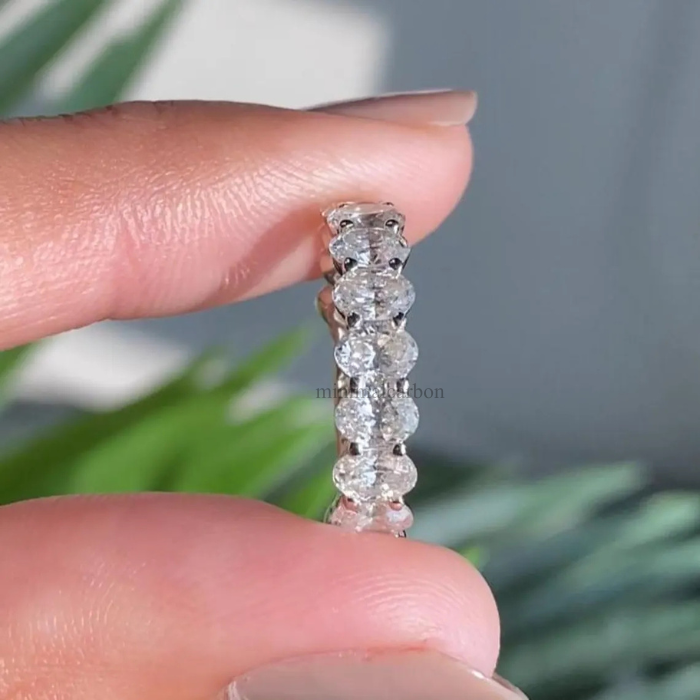 Oval Lab Grown Diamond Half Eternity Wedding Band