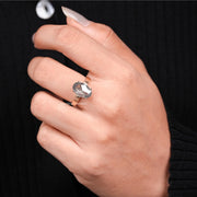 Oval Salt and Pepper Diamond Solitaire Engagement Ring - Minimal Carbon