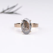Oval Salt and Pepper Diamond Solitaire Engagement Ring - Minimal Carbon
