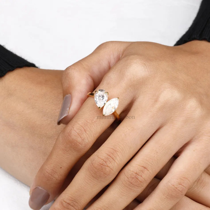 Pear And Marquise Cut Moissanite Toi Et Moi Ring