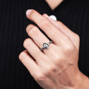 Pear Cut Salt And Pepper Diamond Ring