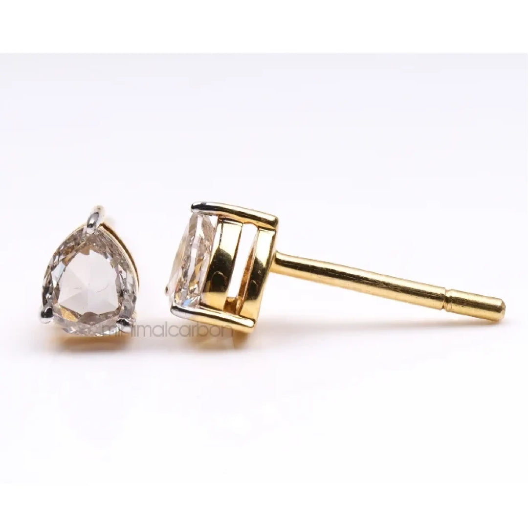 Pear Natural Diamond Stud Earrings | Minimal Carbon