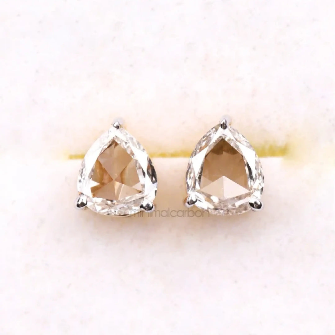 Pear Natural Diamond Stud Earrings | Minimal Carbon
