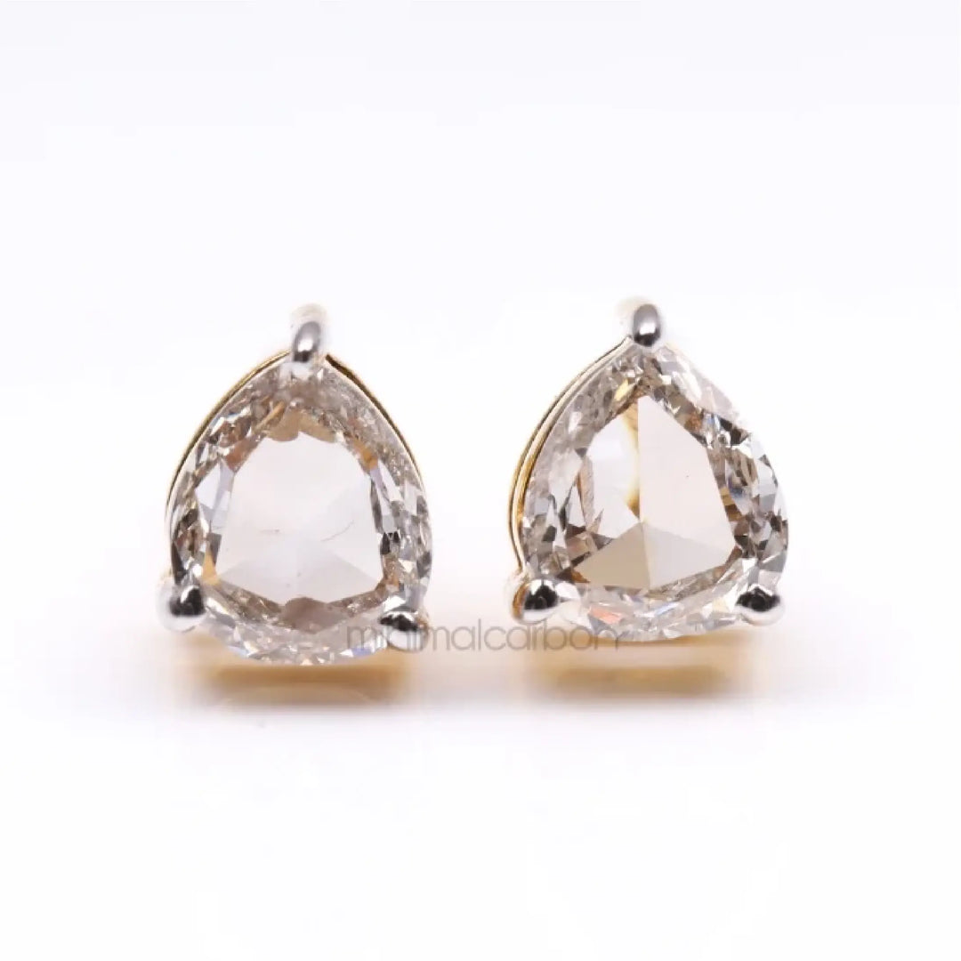 Pear Natural Diamond Stud Earrings | Minimal Carbon